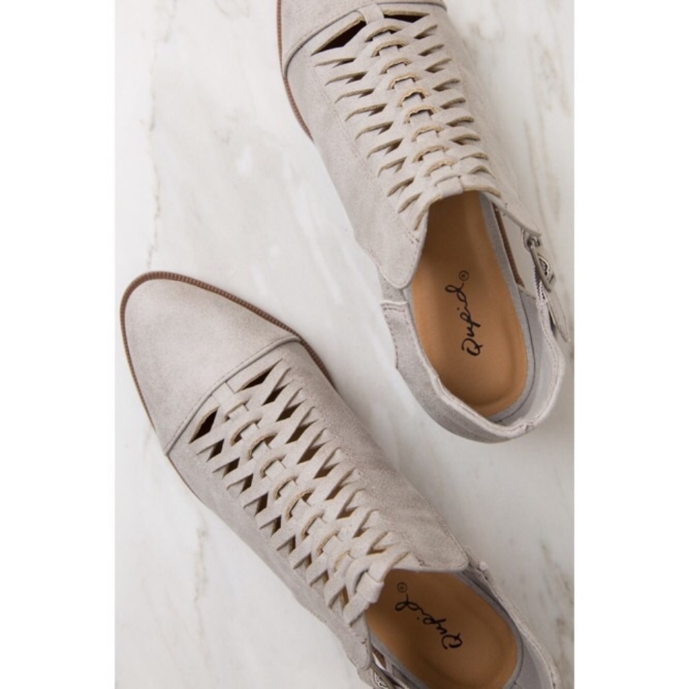 Light Gray Braided Ankle Booties